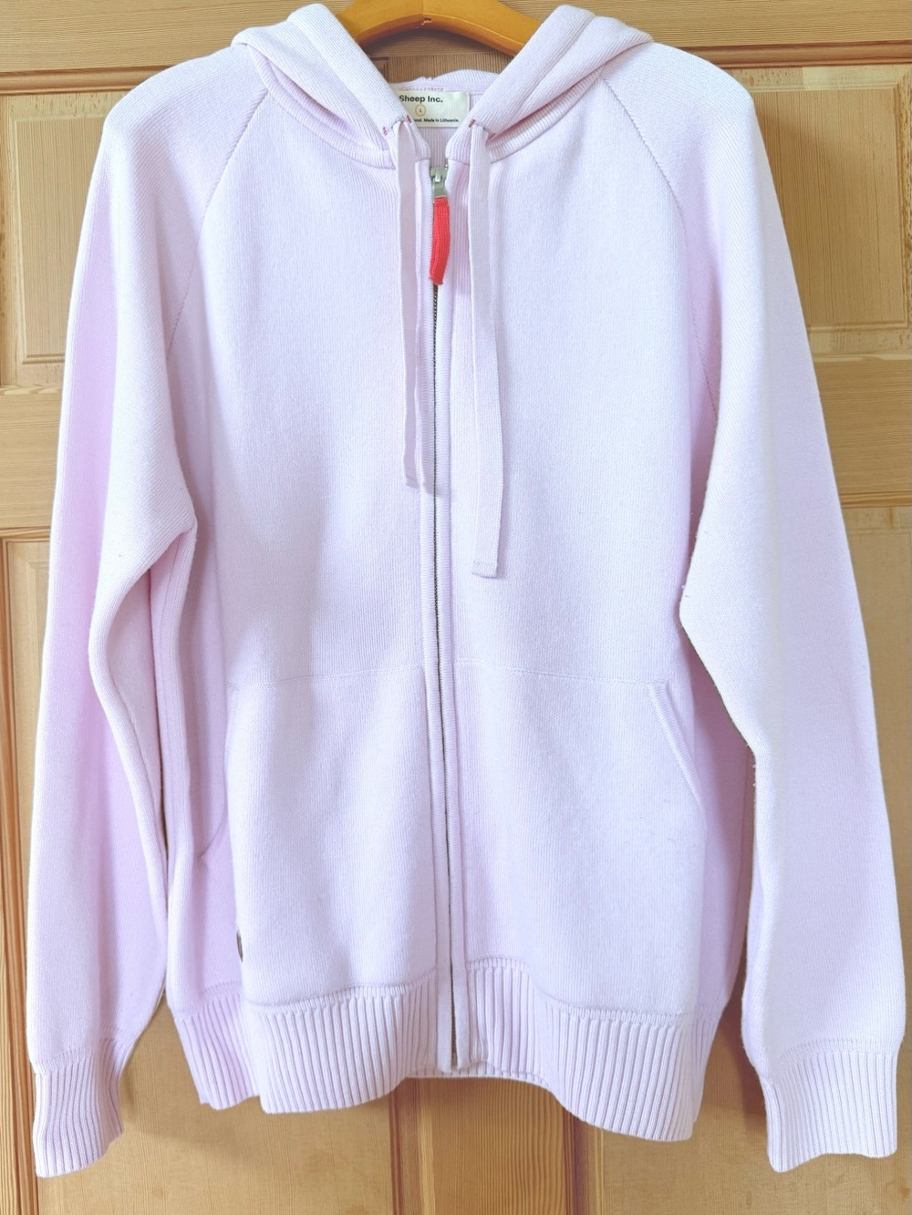 Oversized Zip-Up Fine Merino Hoodie - Light Pink